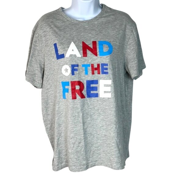 Land Of The Free Graphic T-Shirt Gray Short Sleeve Patriotic L - Picture 1 of 4
